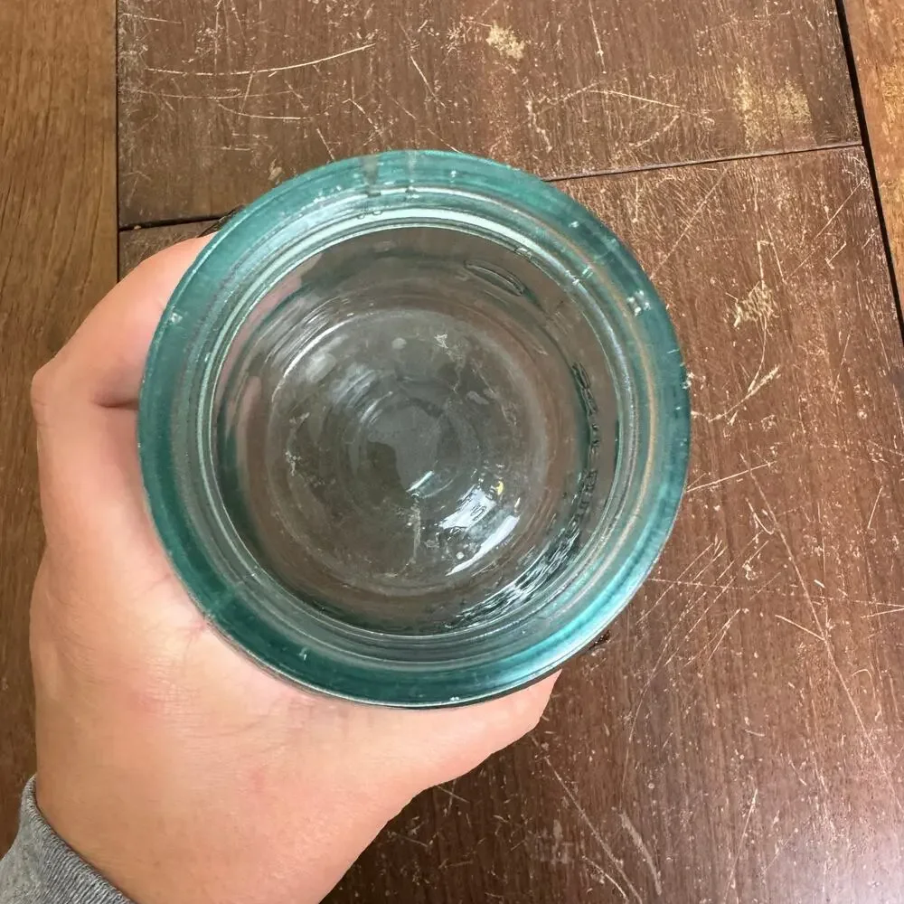 Vintage Atlas Strong Shoulder Mason Jar Aqua Blue Glass‎ 1 Quart Hazel-Atlas